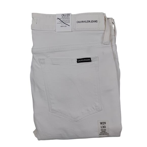 Calvin Klein Jeans Womens 29X30 Miami White Mid Rise Skinny Casual Beach - Picture 2 of 15
